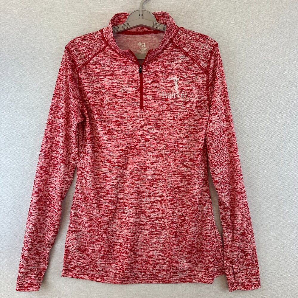 BADGER SPORT WOMEN'S 1/4 ZIP LIGHTWEIGHT PULLOVER IN HEATHERED RED COLOR SIZE M